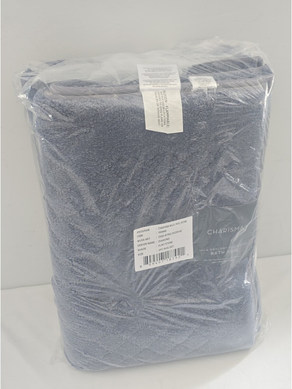 2 PACK - Charisma Drylon Trellis Bath Rugs Grey Flint Stone 24in  x 36in